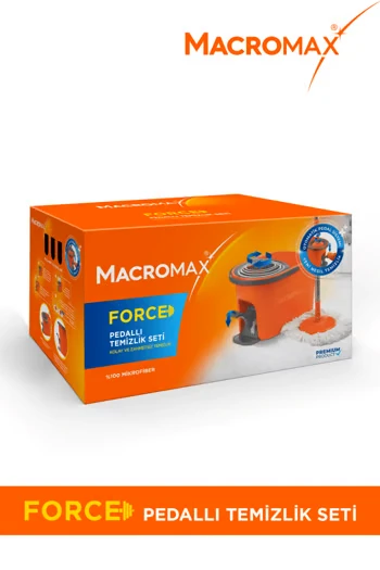 Macromax Force Pedallı Otomatik Temizlik Seti Döner Mekanizmalı 360 Başlıklı Mikrofiber Paspas 8681893004294 ürün görseli 1