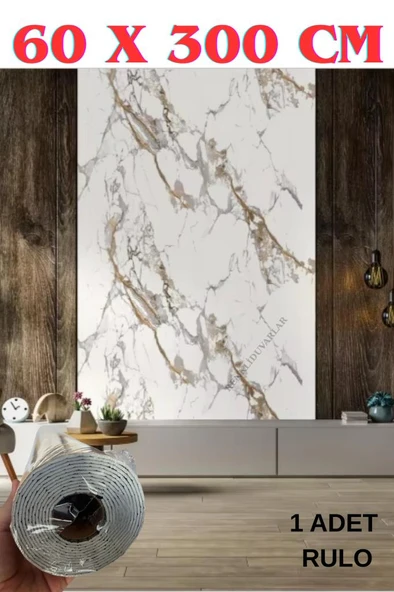 60cmx300cm Tek Parça Yapışkanlı Rulo Mermer Desenli Duvar Paneli Kağıdı Silinebilir CF-1001-NEXO ürün görseli 1