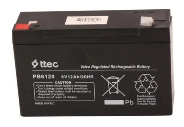 Ttec 6V 12AH Bakımsız Kuru Akü ürün görseli 1