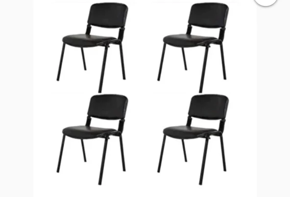 Form Ofis Bekleme Sandalyesi 4 Adet Suni Deri Siyah Form ürün görseli 1
