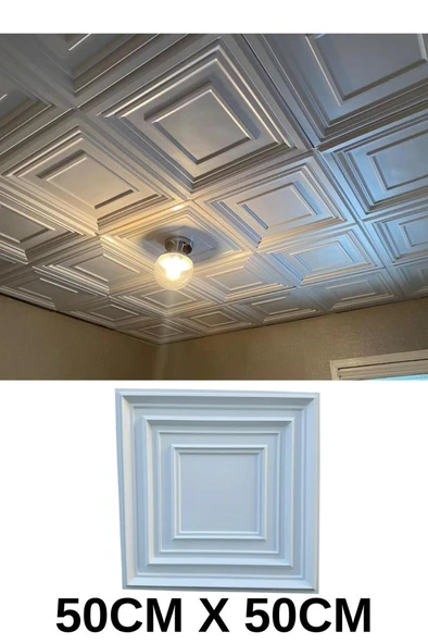 50cm x 50cm 1 Adet 3D Abs Malzeme PVC Dayanıklı Duvar  Tavan Paneli Silinebilir çıta Model Panel - Resim 3