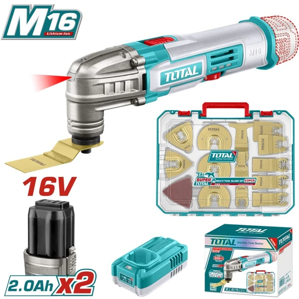 Total 16v Çok Amaçlı Kesi Ve Aksesuar Seti Lİ-ON Çift Akülü TOSLI241299E ürün görseli 1