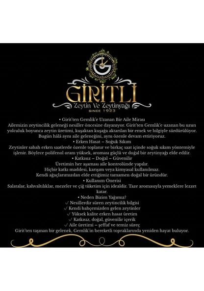 Giritli Naturel Soğuk Sıkım 5lt Zeytinyağ - Resim 3