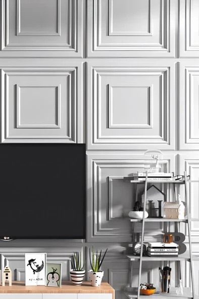 50cm x 50cm 1 Adet 3D Abs Malzeme PVC Dayanıklı Duvar  Tavan Paneli Silinebilir çıta Model Panel - Resim 4