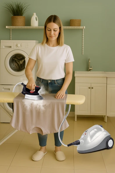 Kiwi Kazanlı Ütüye Dönüşebilen Buharlı Temizlik Makinası KSC-4218 2000W / ml, 15 Aksesuar Beyaz - Resim 3