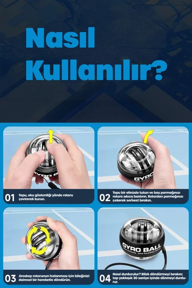Güç Topu Gyro Ball El Bilek Egzersiz Topu Wrist Ball Otomatik Jiroskop Kol Kuvvet Spor Ekipmanı - Resim 4
