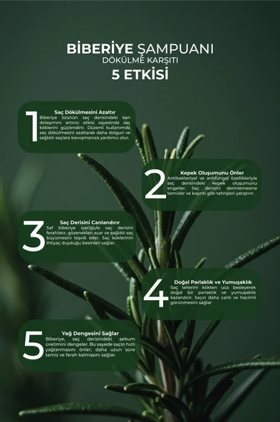 Doğal Biberiye Şampuanı - Dökülme Karşıtı Etki - Resim 2