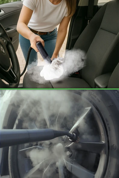 Kiwi Kazanlı Ütüye Dönüşebilen Buharlı Temizlik Makinası KSC-4218 2000W / ml, 15 Aksesuar Beyaz - Resim 6