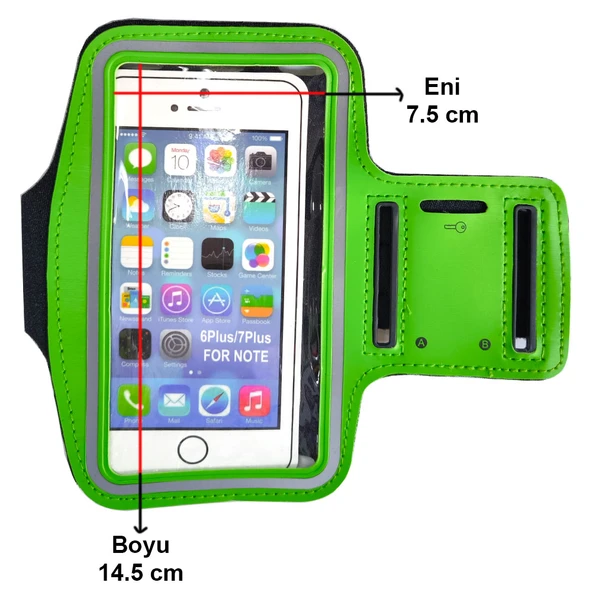 Cep telefonu taşıma kılıfı 14.5cm x 7.5cm ölçülerinde kol bantı yeşil - Resim 5