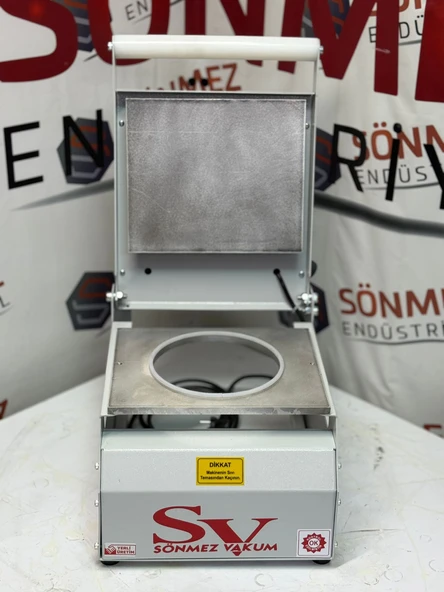 Sönmez Vakum 20 Cm Yuvarlak Karton Tabak Kapatma Makinesi Salata Makarna Paketleme Makinesi - Resim 3