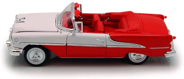 Welly 1955 Oldsmobile Super 88 Üstü Açık Kırmızı 1:18 Model Araba - Resim 3