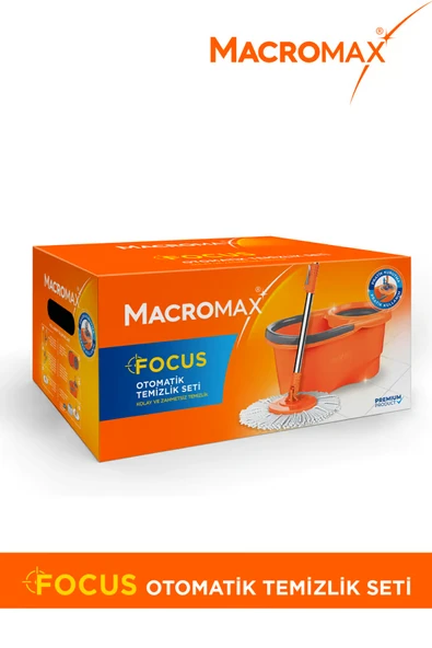 Macromax Focus Otomatik Temizlik Seti Pedalsız Döner Sıkmalı 360 Başlıklı Mikrofiber Paspas 8681893008193 ürün görseli 1