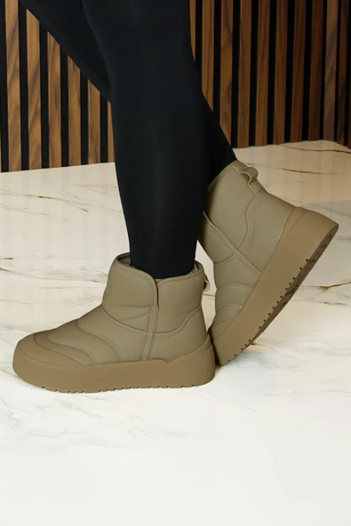 Erkan saçmacı  Camel Vegan Kürk Astarlı Yuvarlak Burun Günlük Bot - Resim 3