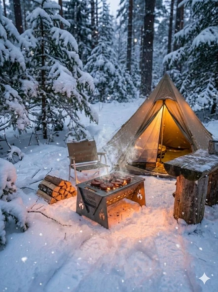 Demonte Mangal Portatif Çantalı Mini Pratik Katlanır Mangal - Resim 3