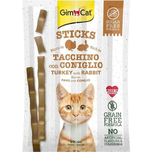 GimCat Sticks Hindili Ve Tavşanlı Kedi Ödül Çubukları 4 Parça ürün görseli 1