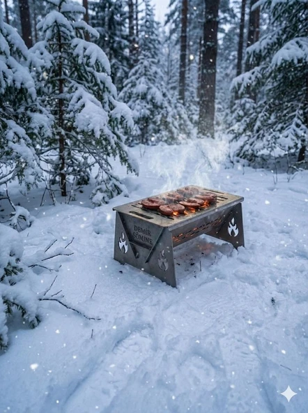 Demonte Mangal Portatif Çantalı Mini Pratik Katlanır Mangal - Resim 4