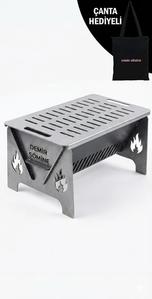 Demonte Mangal Portatif Çantalı Mini Pratik Katlanır Mangal - Resim 6