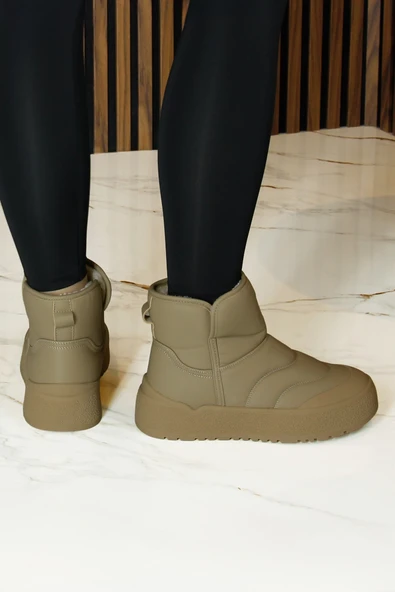 Erkan saçmacı  Camel Vegan Kürk Astarlı Yuvarlak Burun Günlük Bot - Resim 5