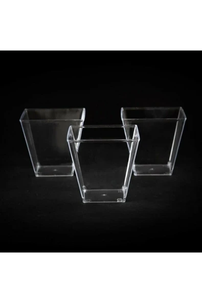 Şeffaf Kristal Mika Ekstra Sert Plastik Prizma Kübik Kase 200 Cc 25 Adet ürün görseli 1