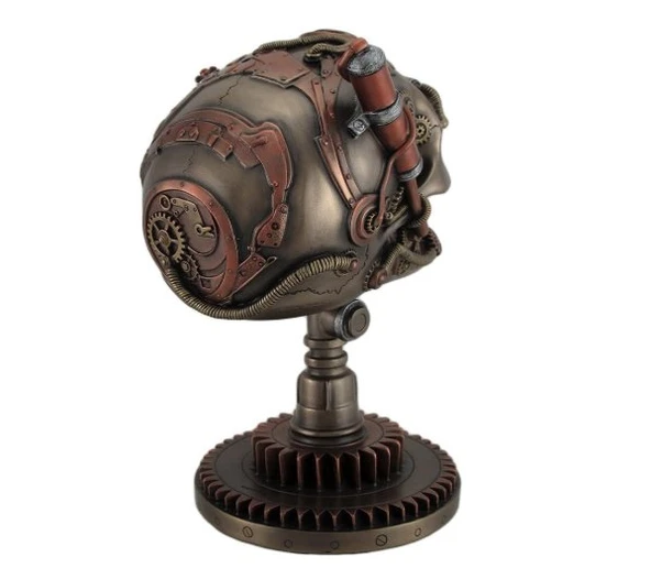 Veronese Design Bronz/Bakır Hazır Steampunk Kafatası Heykeli - Resim 2