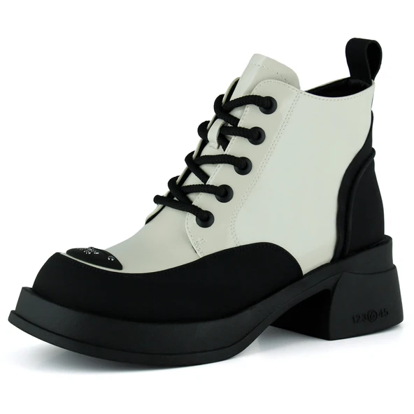 Erkan saçmacı Bej Rugan Bağcıklı Fermuarlı Kürk Astarlı Yuvarlak Burun Kalın Topuklu Günlük Bot ürün görseli