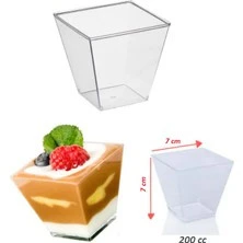 Şeffaf Kristal Mika Ekstra Sert Plastik Prizma Kübik Kase 200 Cc 25 Adet - Resim 2