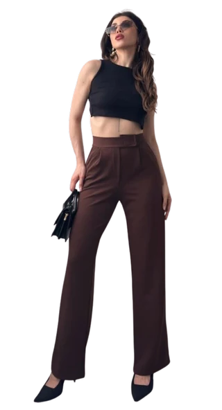 Yüksek Bel  Biyeli Pantolon - SİYAH - Resim 2