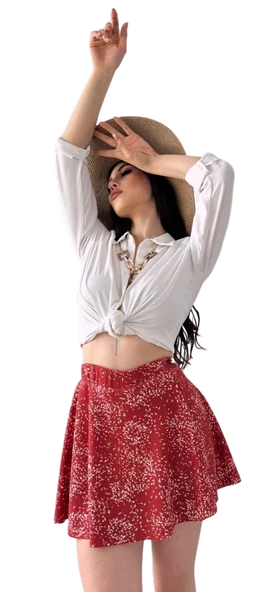 Krinkıl Şortlu Etek - KİREMİT ürün görseli 1