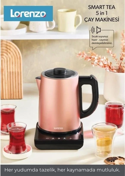 LORENZO SMART TEA 5 in 1 KONUŞAN ÇAY MAKİNESİ ROSE ürün görseli 1