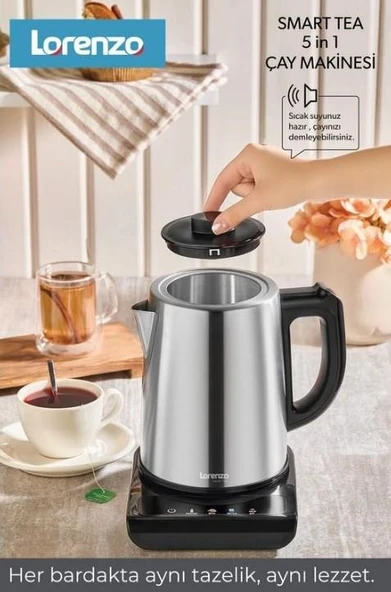 LORENZO SMART TEA 5 in 1 KONUŞAN ÇAY MAKİNESİ İNOX ürün görseli 1