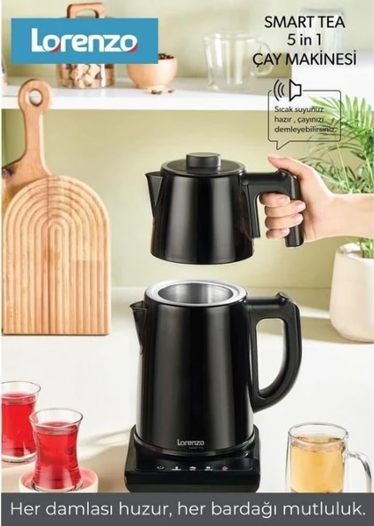 LORENZO SMART TEA 5 in 1 KONUŞAN ÇAY MAKİNESİ SİYAH ürün görseli