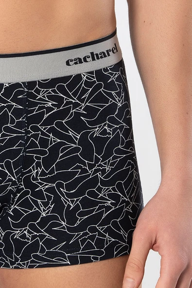 Cacharel Erkek Desenli Likralı Boxer 3'lü Paket 1339/Lacivert 7 - Resim 4