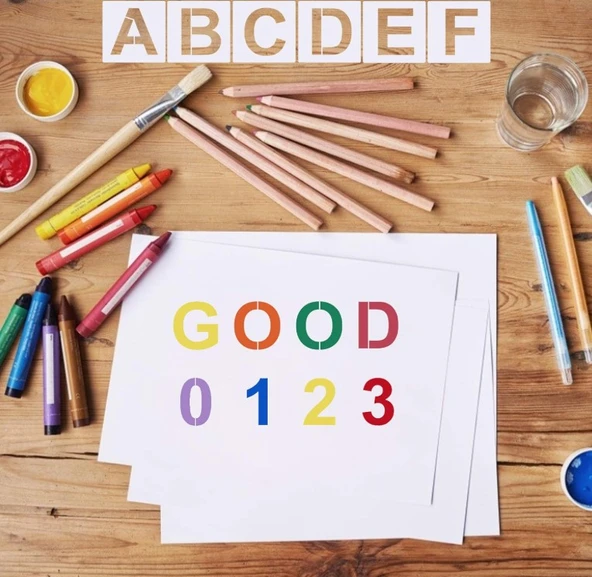 Tekrar Kullanılabilir Harf ve Sayı Boyama Şablonu 12,7cm 36 Adet - Resim 3