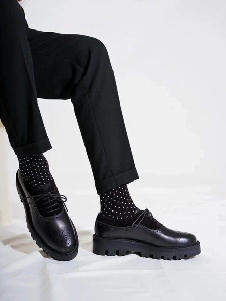 Tetri CL029 Edwin Model Gerçek Deri El Yapımı Erkek Siyah Casual Ayakkabı - Resim 3