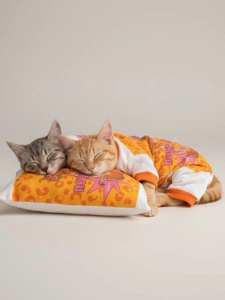 Tiger Leopar Desenli Penye Kedi Tulum | Tüy Dökülmesini Azaltmaya Yardımcı | Yumuşak & Rahat Kedi Kıyafeti - Resim 8