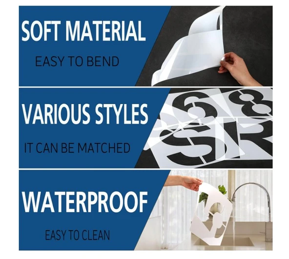 Tekrar Kullanılabilir Büyük Harf ve Sayı Boyama Şablonu 28cm 36 Adet - Resim 3