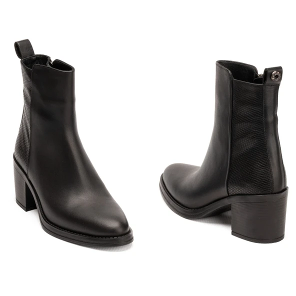 Kadın Hakiki Deri 7.5 cm Topuklu El Yapımı Günlük Şık Bot - Resim 2