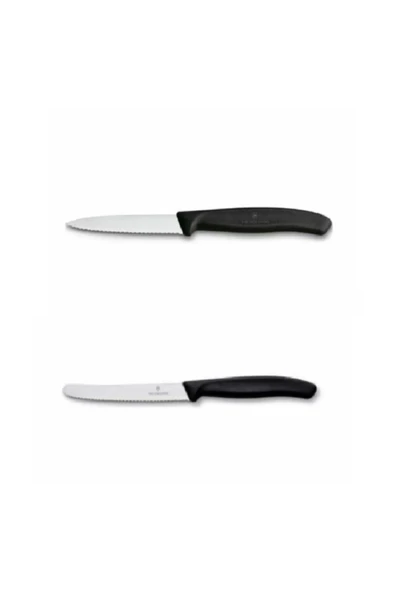 Victorinox 8cm Tırtıklı Soyma Bıçağı Siyah & Domates Bıçağı 11 cm Siyah ürün görseli 1