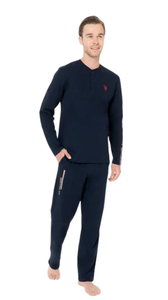 Us Polo Erkek Battal Uzun Kol Pijama Takım 18959 - Resim 2