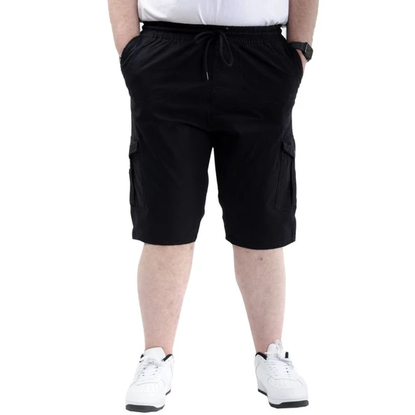 Büyük Beden Erkek Kapri Kargo Cepli Beli Bağlamalı VALENCIA 21404 Siyah ürün görseli