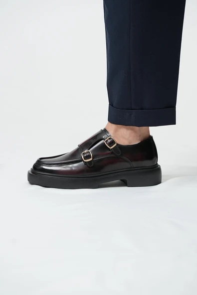 Tetri 0K575 Gody Model Hakiki Deri El Yapımı Erkek Bordo Açma Casual Ayakkabı - Resim 4