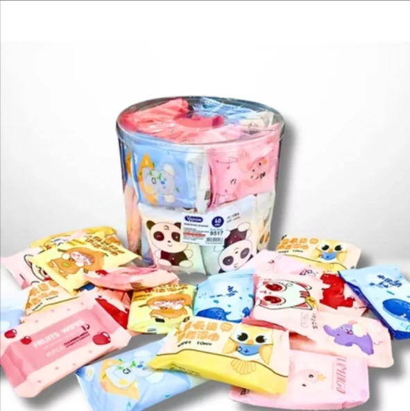 5 Paket 10 Yapraklı Islak Mendil Karışık Desen 11CM ürün görseli