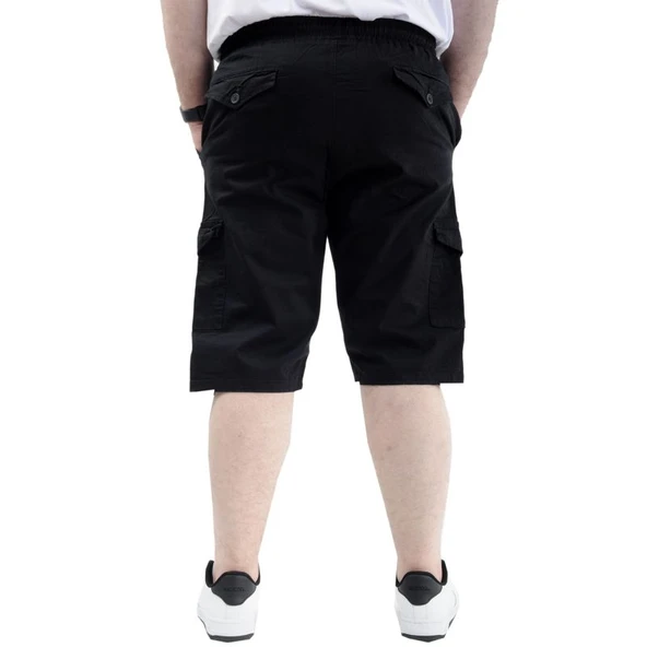 Büyük Beden Erkek Kapri Kargo Cepli Beli Bağlamalı VALENCIA 21404 Siyah - Resim 4