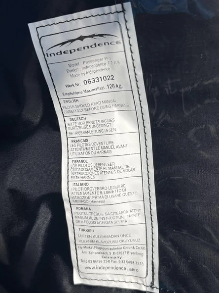 Independence Passenger Pro Tandem Harness Paraşüt Koltuğu - Resim 7