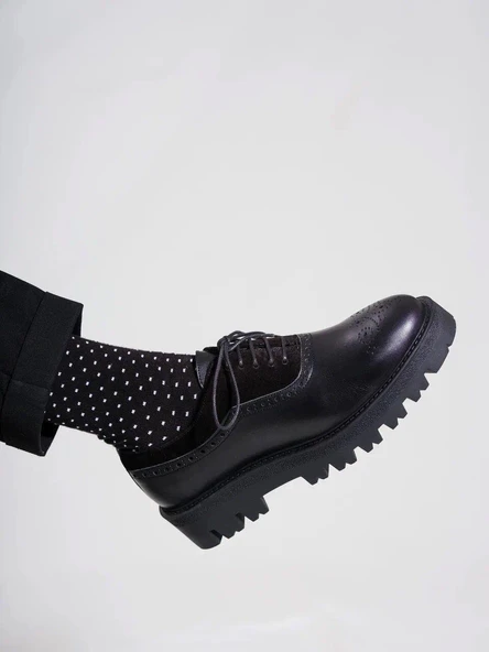 Tetri CL029 Edwin Model Gerçek Deri El Yapımı Erkek Siyah Casual Ayakkabı - Resim 5