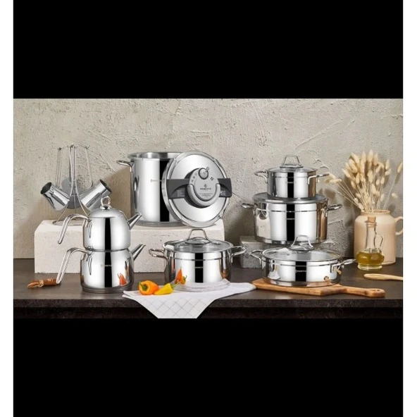 Anna Silver Çelik Tencere Seti 18 Parça ürün görseli 1