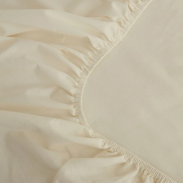 Karaca Home Basic %100 Pamuk Tek Kişilik Lastikli Çarşaf Ekru - Resim 2