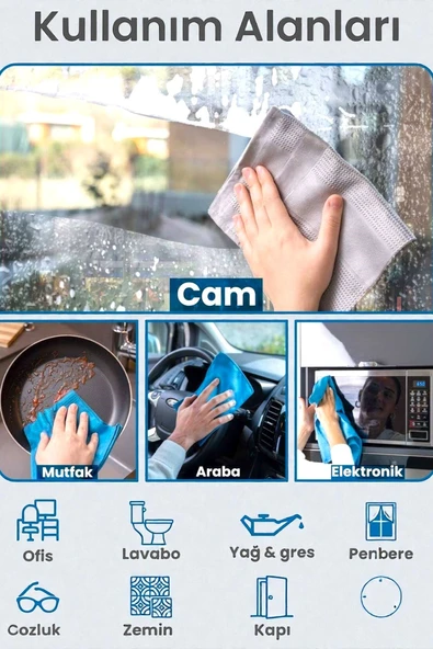 Technow 40x60cm Sihirli Mikrofiber Temizlik Bezi 3'lü Paket - Resim 4