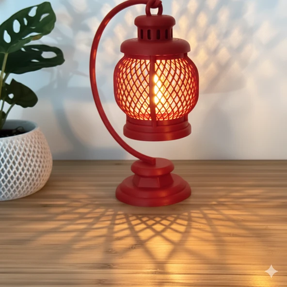Mini Dekoratif Lantern Tealight Mumluk Kırmızı ürün görseli 1