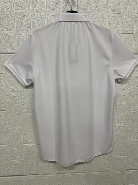 Kısa Kollu Sade Gömlek - Resim 6